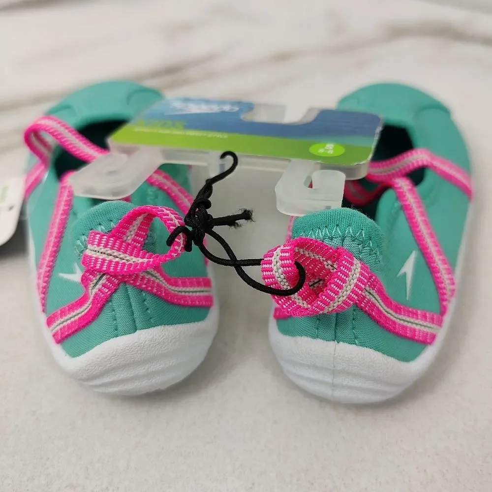 NWT Speedo Baby Toddler Girls Turquoise Pink Mary Jane Water Shoes, Sz S (5-6)